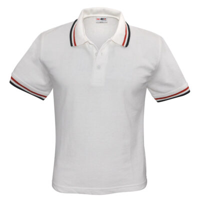 Polo Hemd weiß Streifen rot - schwarz