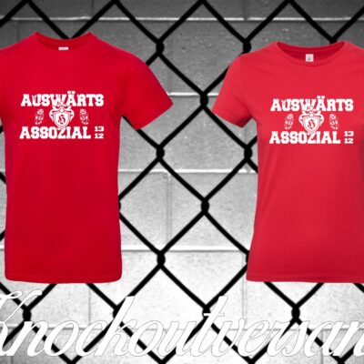 AUSWÄRTS ASSOZIAL ROT Männer + Frauen T-Hemd